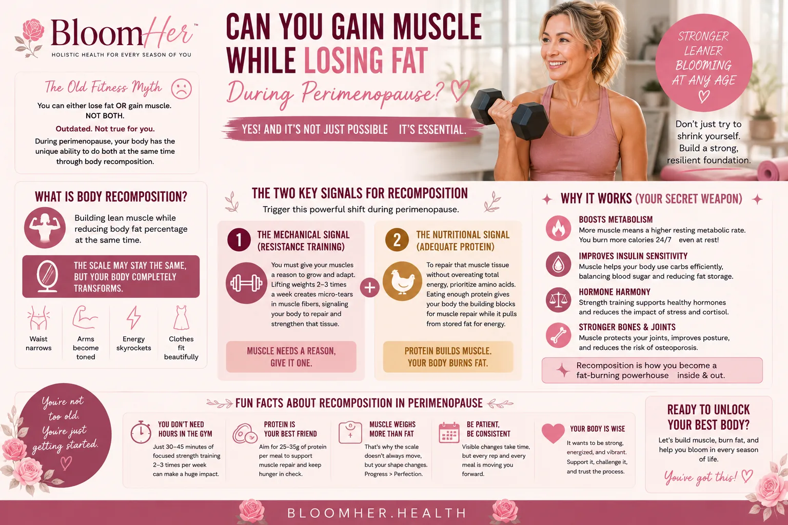 Body recomposition during perimenopause, gaining muscle while losing fat in midlife women