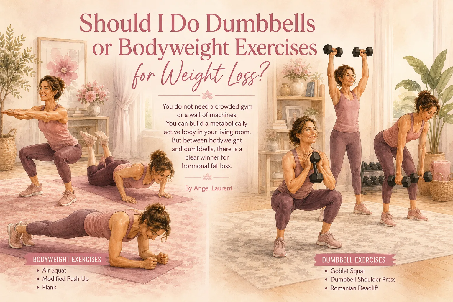 Dumbbells versus bodyweight exercises for women over 40 building strength at home